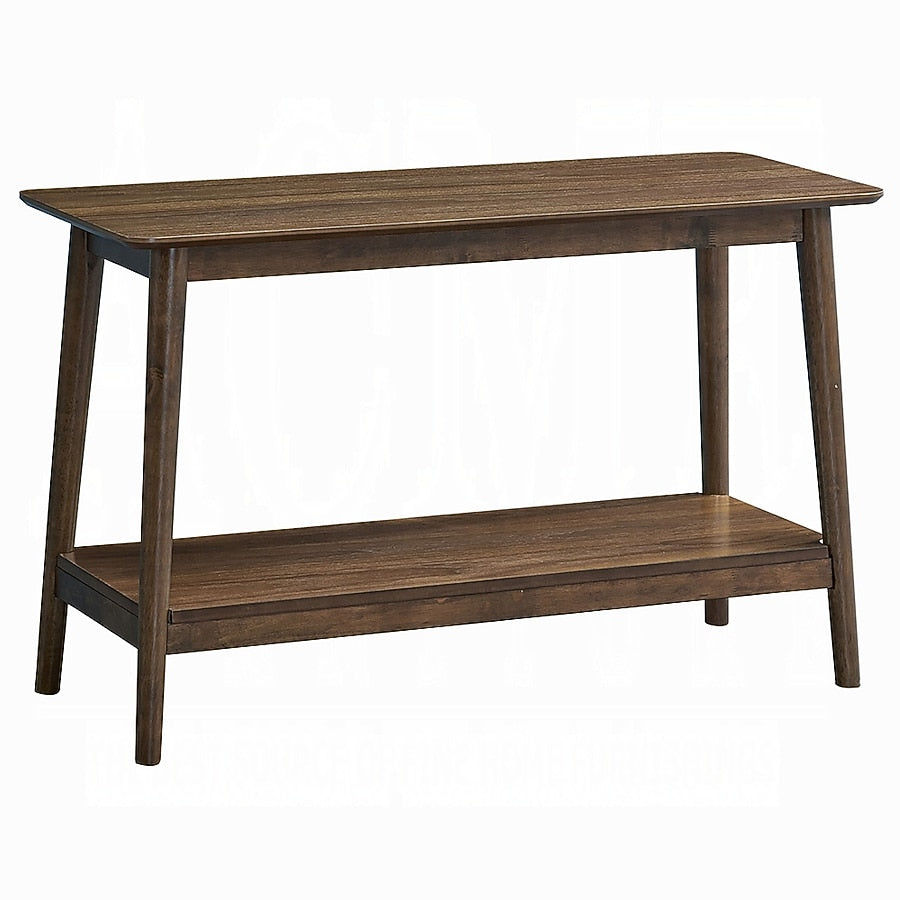 Fexy Sofa Console Table, 48 Inch Top with Lower Shelf, Walnut Brown