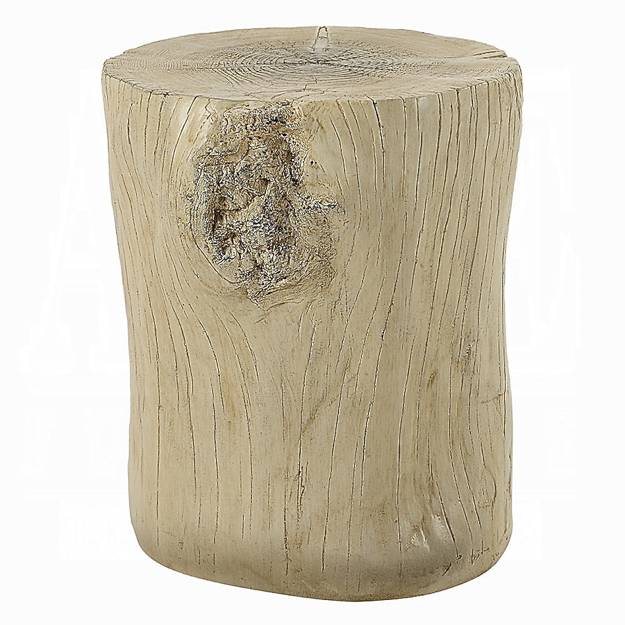 Rennie Accent Table, Light Natural Brown Cement, Log Shape, 14 Inch