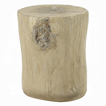 Rennie Accent Table, Light Natural Brown Cement, Log Shape, 14 Inch