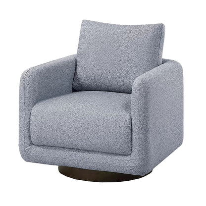 Wade Swivel Armchair with 360 Rotation and Square Frame, Gray Boucle