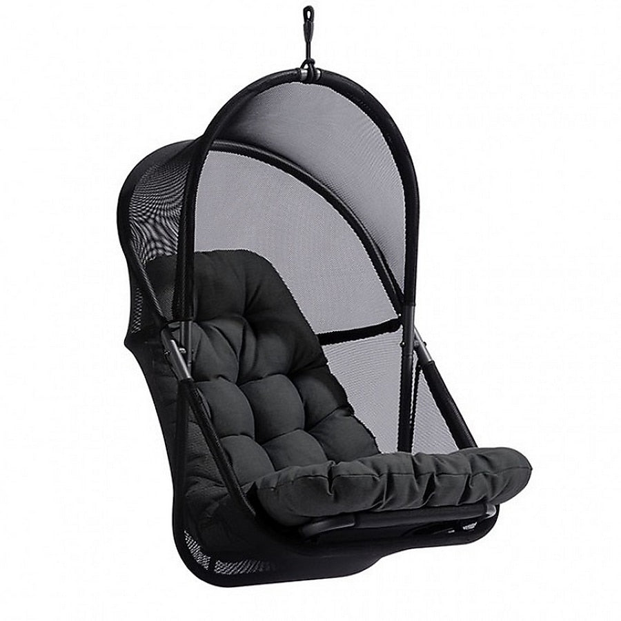 28 Inch Swing Chair, Sturdy Steel Frame, Breathable Mesh, Black And Gray