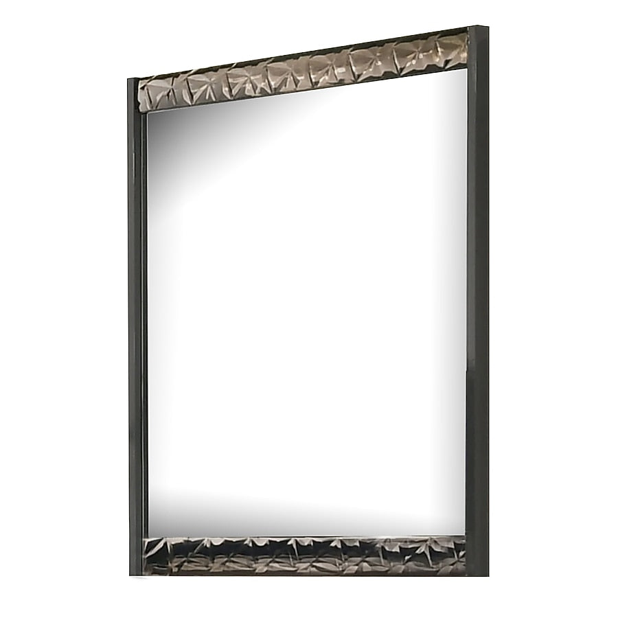 Zara 36x40 Dresser Mirror, Rectangular, Chrome Geo Molding, Ash Gray