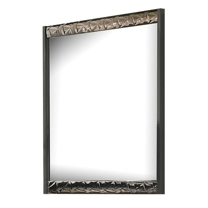 Zara 36x40 Dresser Mirror, Rectangular, Chrome Geo Molding, Ash Gray