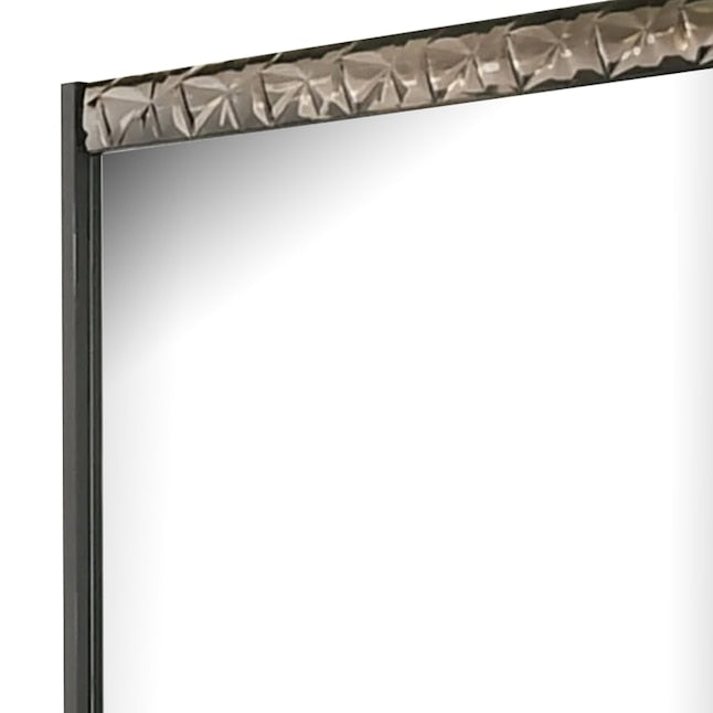 Zara 36x40 Dresser Mirror, Rectangular, Chrome Geo Molding, Ash Gray
