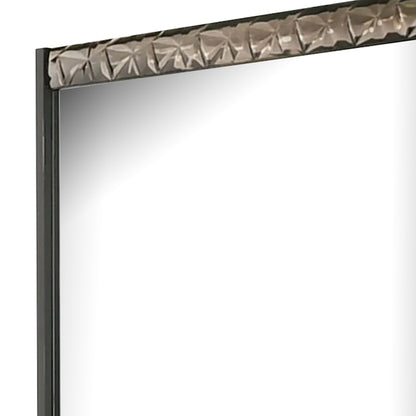 Zara 36x40 Dresser Mirror, Rectangular, Chrome Geo Molding, Ash Gray