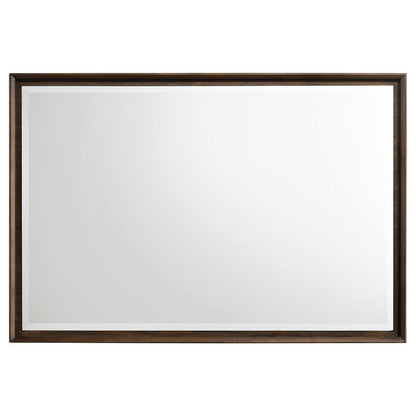 Genu Dresser Mirror, Warm Brown Wood Frame, Beveled Glass, 34 Inch