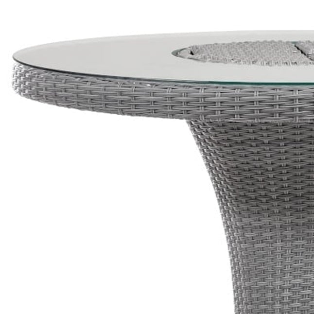 Mio Outdoor Bar Height Table with Steel Ice Bucket, 46 Inch Round, Gray