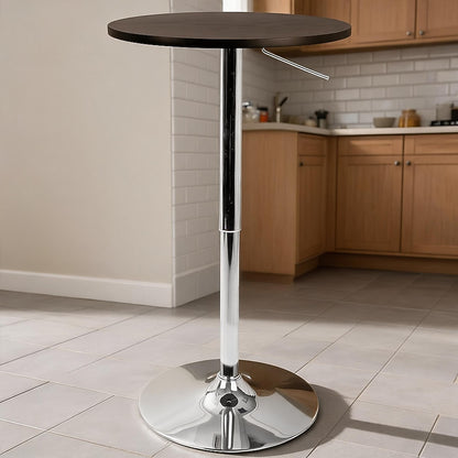 Contemporary Style Square Wood and Metal Bar Table, Brown and Silver