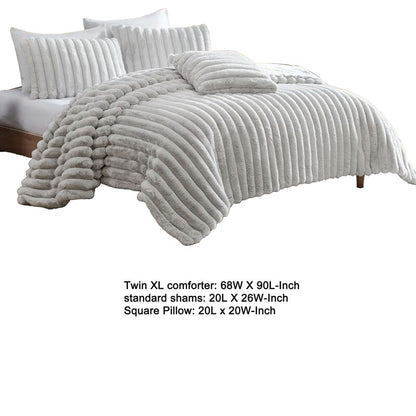 Sieno 3pc Twin XL Comforter Set, Gray Faux Fur and Micro Mink Backing