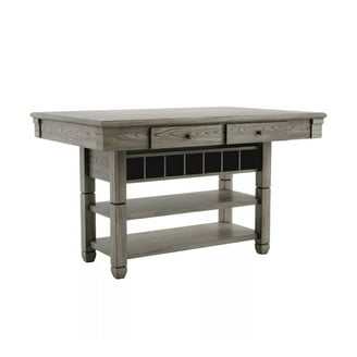 Dity Counter Height Table, 72 Inch Rectangular Top, Antique Brown Wood