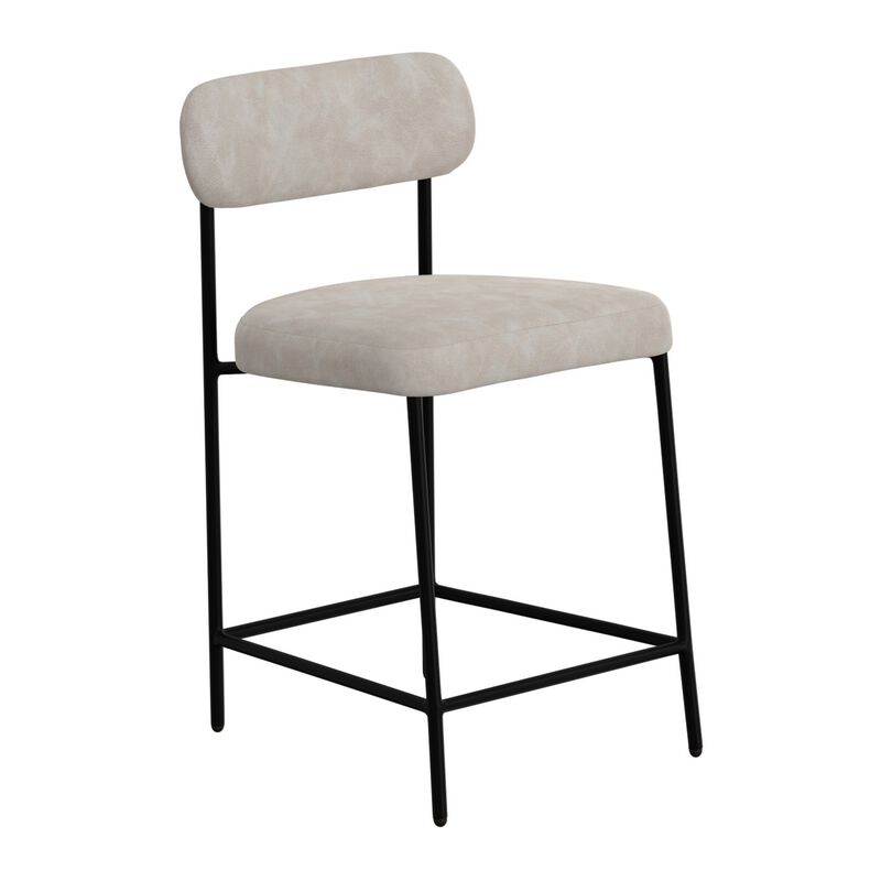 Iffa Counter Height Chair, Open Black Iron, Snow Gray Performance Fabric