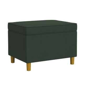 Fero Storage Ottoman, 24in Rectangular Hinged Lid, Brown Faux Leather