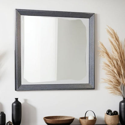 Kizie Dresser Mirror, Classic Weathered Black Solid Rubberwood 42 Inch