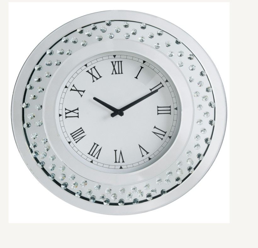 Nysa 20" Mirrored Wall Clock with Faux Crystals