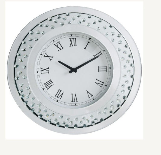 Nysa 20" Mirrored Wall Clock with Faux Crystals