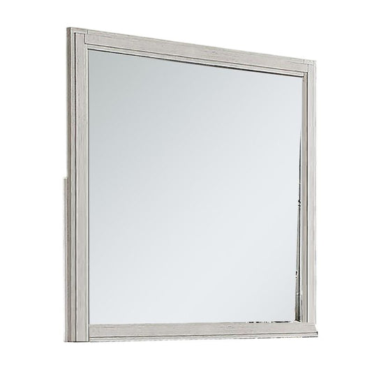 Varos Dresser Mirror, White Solid Wood, 38 Inch Stylish Square Frame