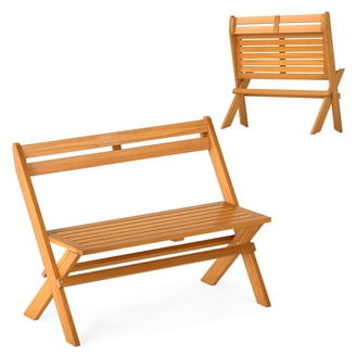 Eltan Outdoor Dining Bench Set of 2, Dark Brown and White Wood 62 Inch