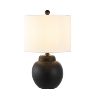 Gyen 29 Inch Table Lamp, Antique White Pattern Pot Base, Gray Empire Shade