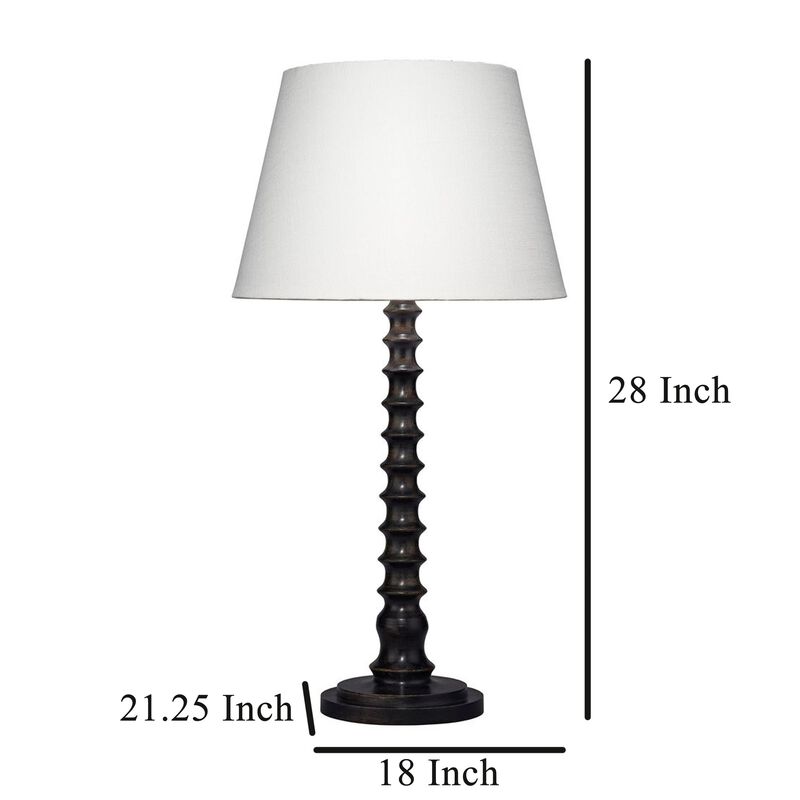 Gek Table Lamp, Off White Linen Shade, Black Tapered Base, 28 Inch