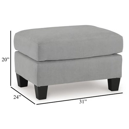 Lebo Accent Ottoman, 31 Inch Rectangular Gray Polyester Cushioned