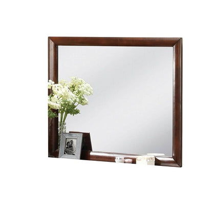Simo Dresser Vanity Mirror, 40 Inch Dark Cherry Brown Solid Wood