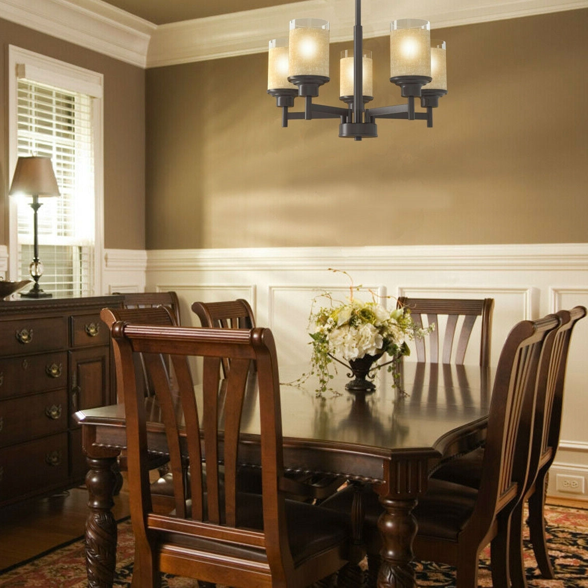5 Light Farmhouse Espresso Pendant Chandelier