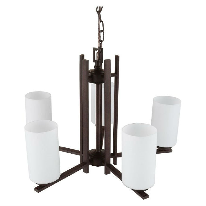 Farmhouse Dimmable Bronze 5 Column Lights Metal Wood Chandelier