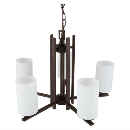 Farmhouse Dimmable Bronze 5 Column Lights Metal Wood Chandelier