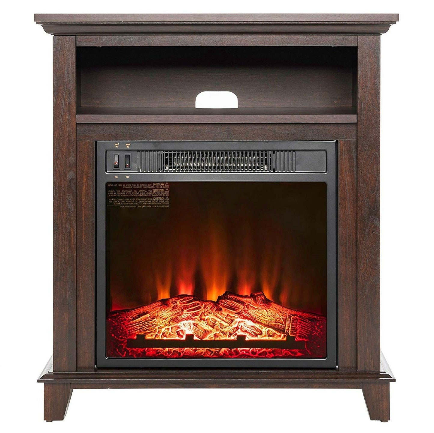 Freestanding Electric Fireplace Heater in Brown Wood Finish