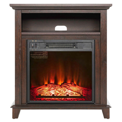 Freestanding Electric Fireplace Heater in Brown Wood Finish