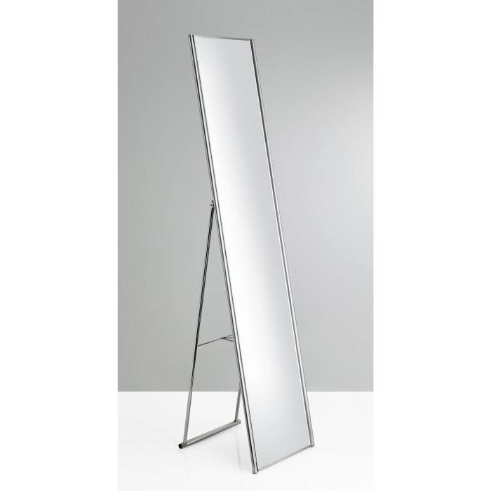 Modern Free-Standing Floor Mirror in Champagne Steel Finish