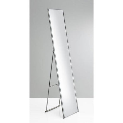 Modern Free-Standing Floor Mirror in Champagne Steel Finish
