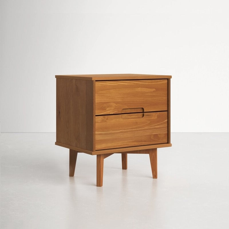 FarmHouse 2 Drawer Solid Wood Nightstand Medium Brown — Chic Home-Decor