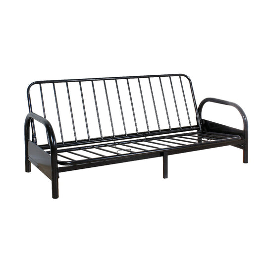 Contemporary Metal Adjustable Sofa Frame with Metal Armrests, Black — Chic Home-Decor