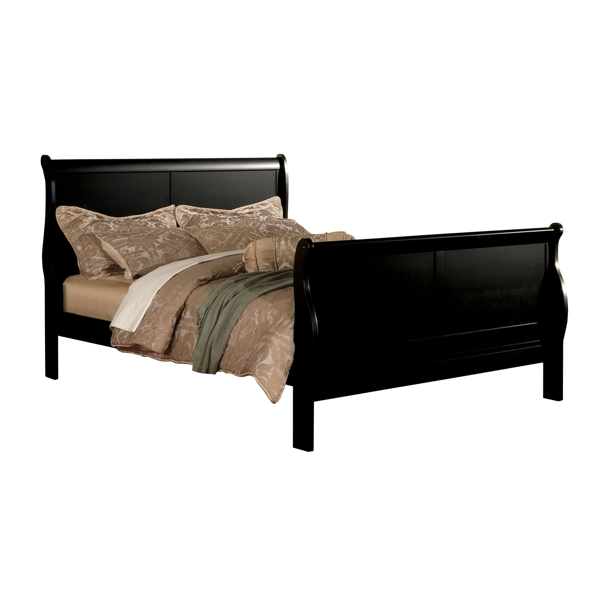 Louis Philippe III Queen Bed, Black — Chic Home-Decor