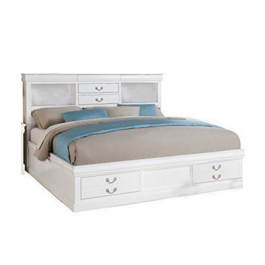 Luxurious And Stylish Queen Size Bed With Storage, White — Chic Home-Decor