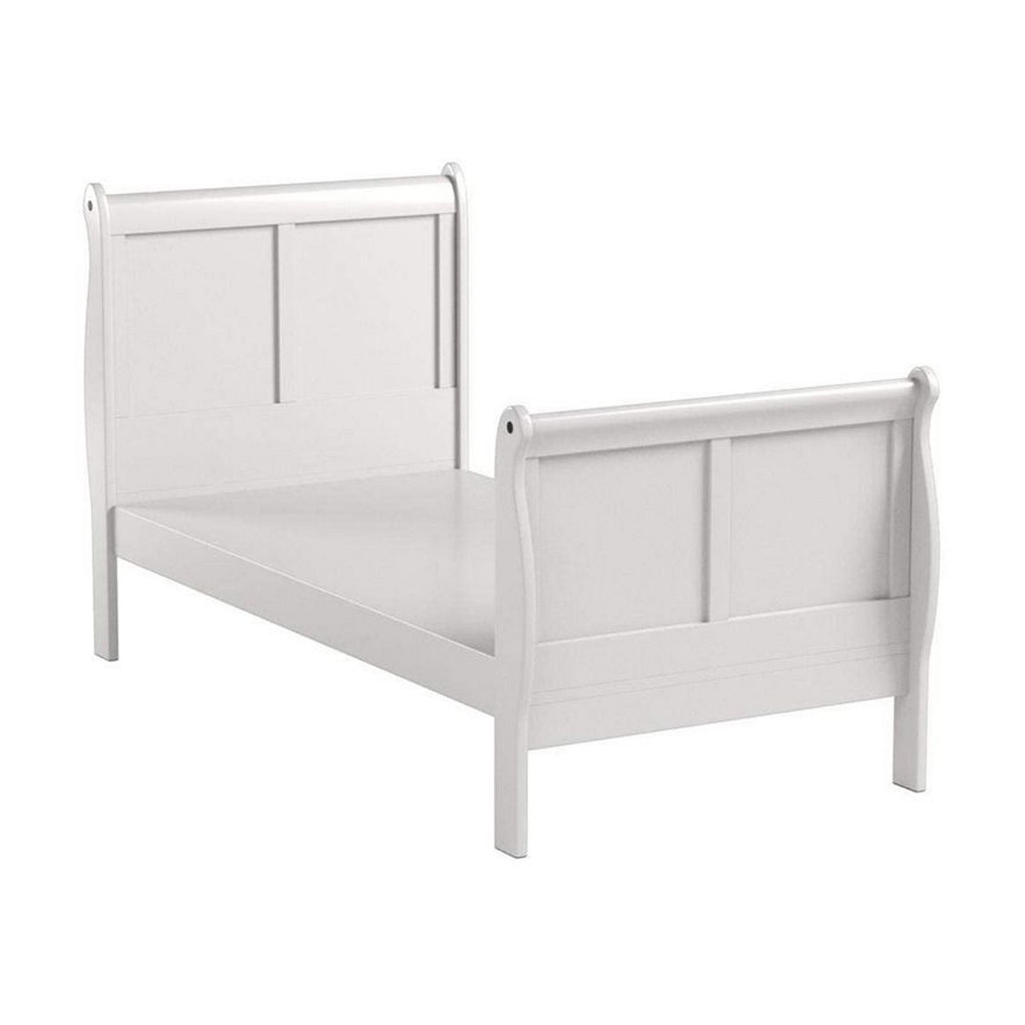Sophisticated Contemporary Style Twin Size Sleigh Bed, White — Chic Home-Decor
