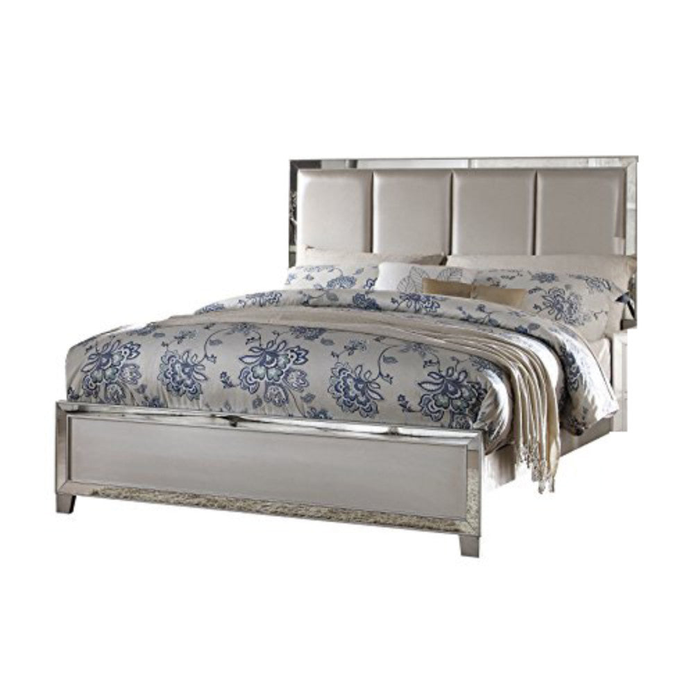 Contemporary Style Elegant Queen Size Bed With Padded Headboard, Gold — Chic Home-Decor