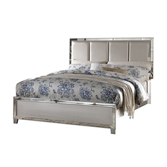 Contemporary Style Elegant Queen Size Bed With Padded Headboard, Gold — Chic Home-Decor