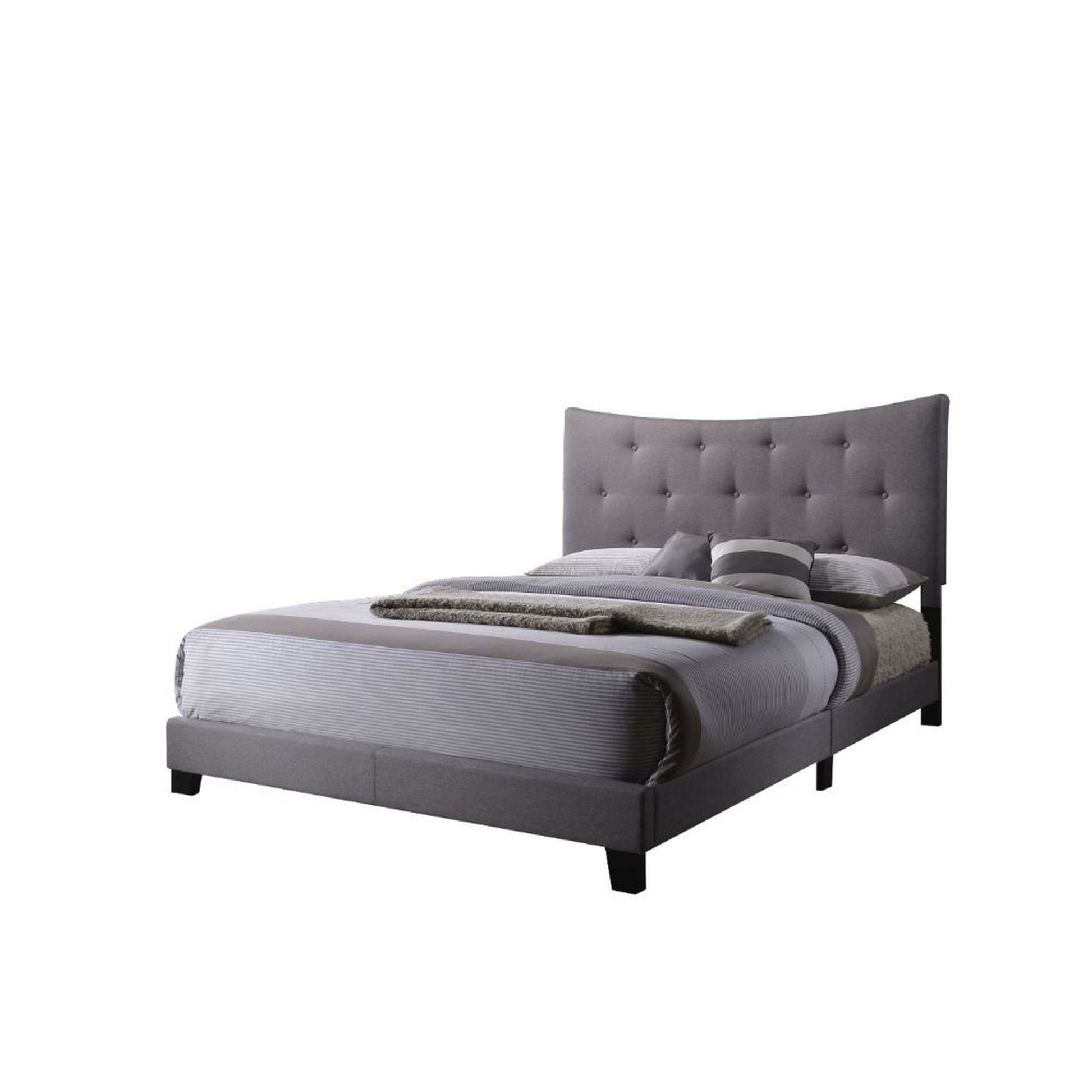 Luxurious Contemporary Style Upholstered Queen Bed, Grey — Chic Home-Decor