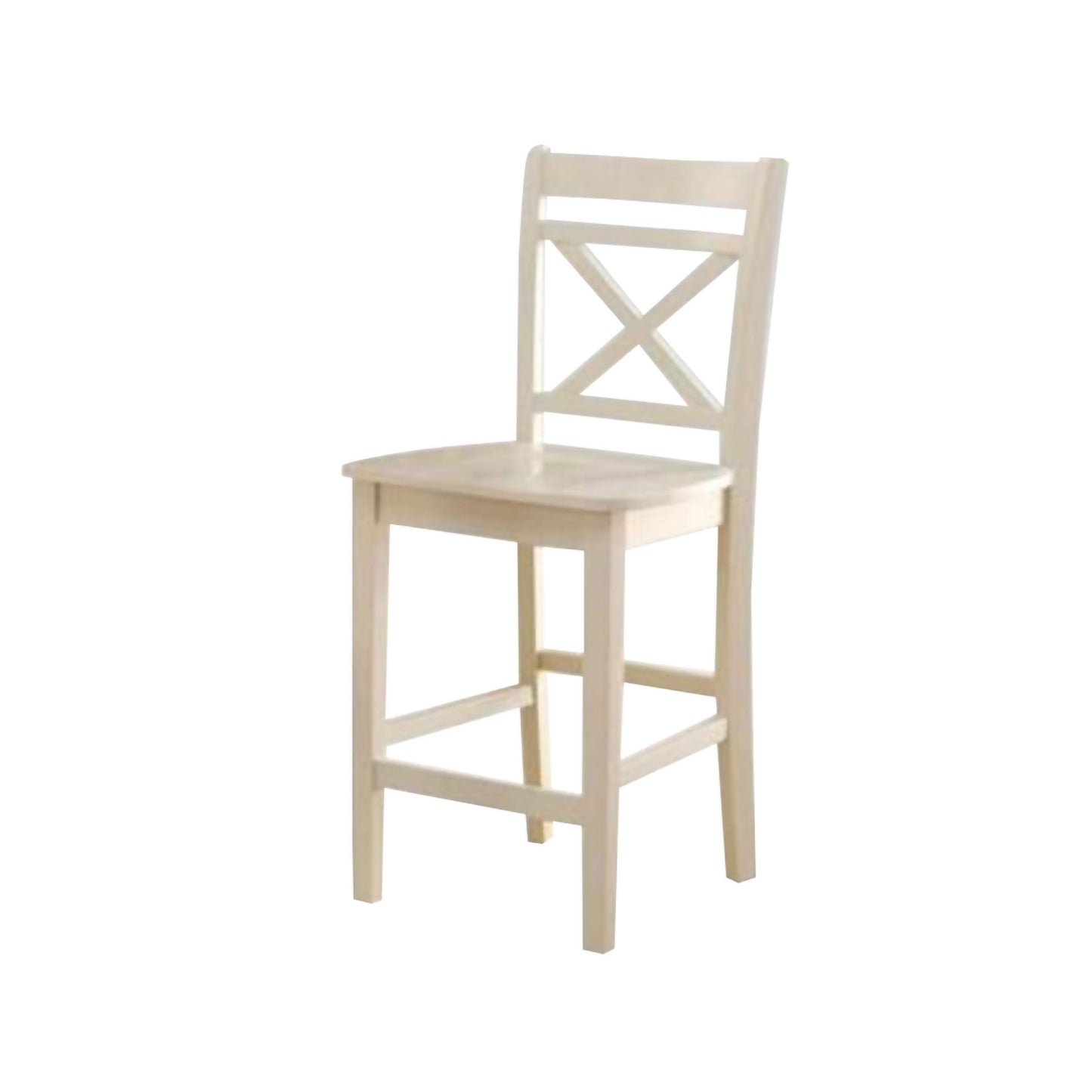 Transitional style Wooden Counter Height Chair with Cross Back, Set of 2, Cream — Chic Home-Decor