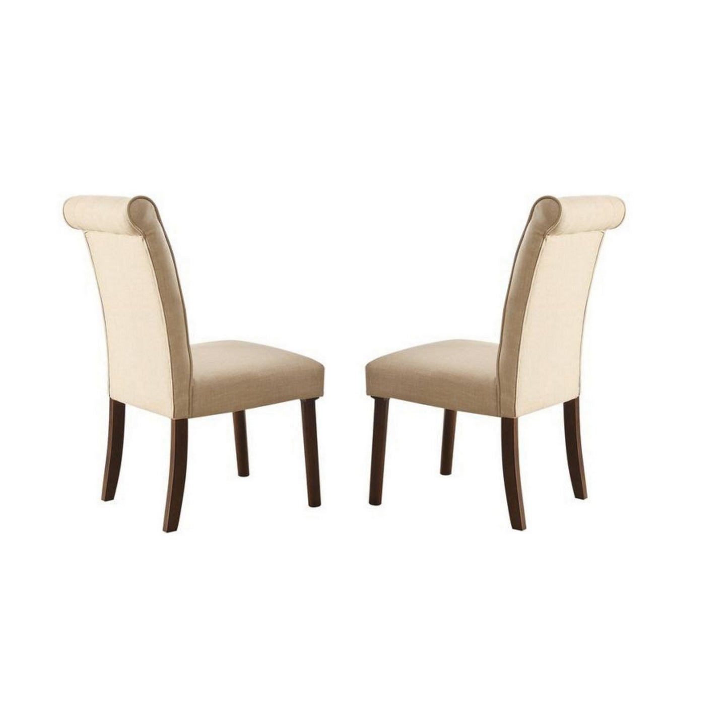 Dining Chair with Fabric Button Tufted Back, Set of 2, Beige — Chic Home-Decor