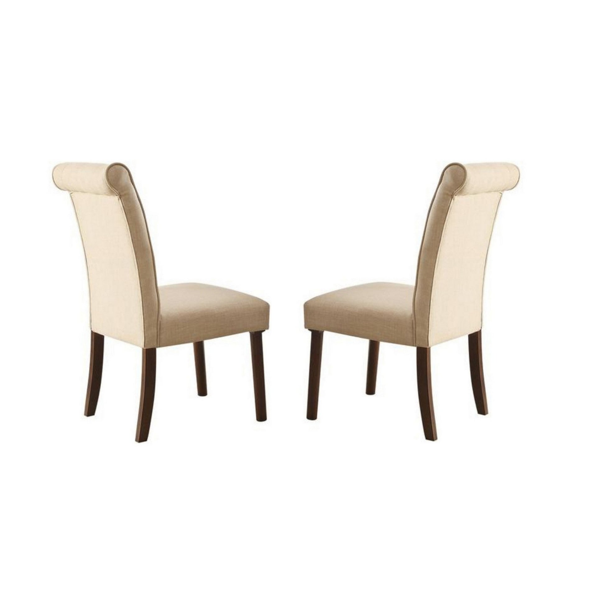 Dining Chair with Fabric Button Tufted Back, Set of 2, Beige — Chic Home-Decor