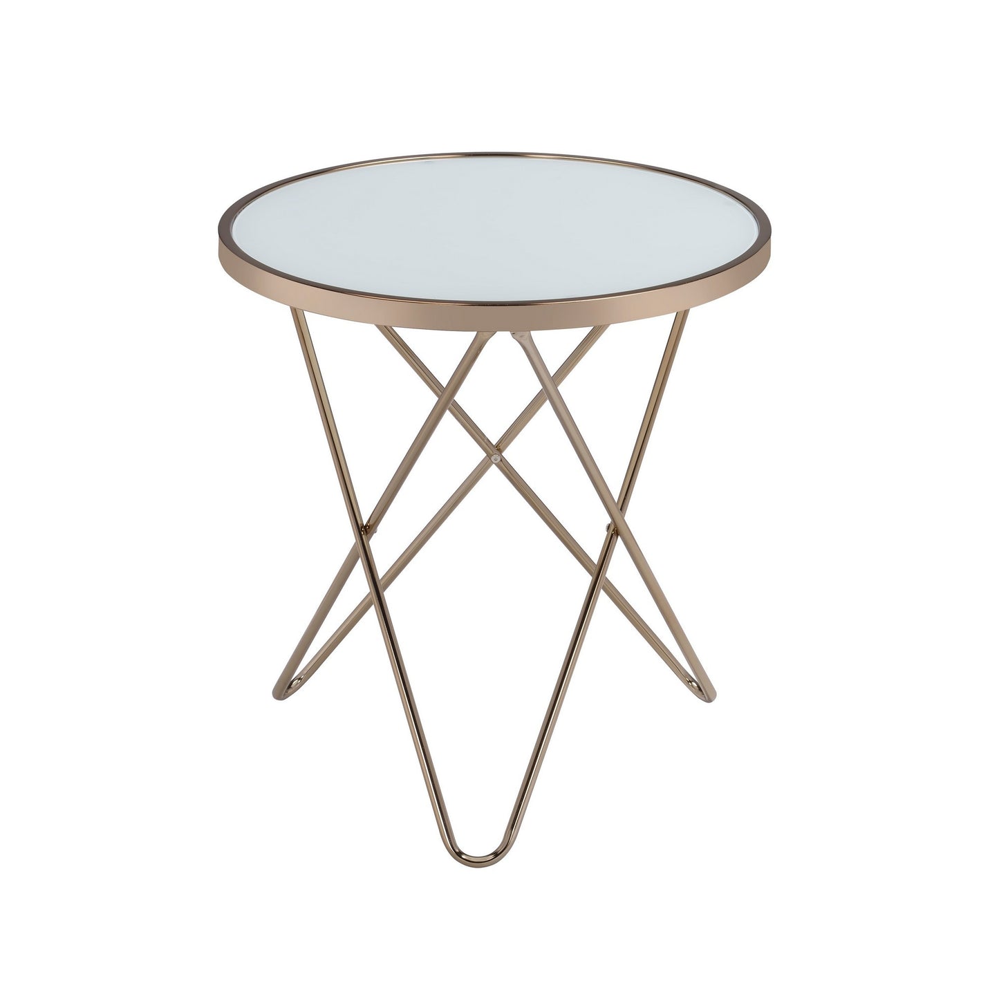 Valora End Table, Frosted Glass & Champagne — Chic Home-Decor