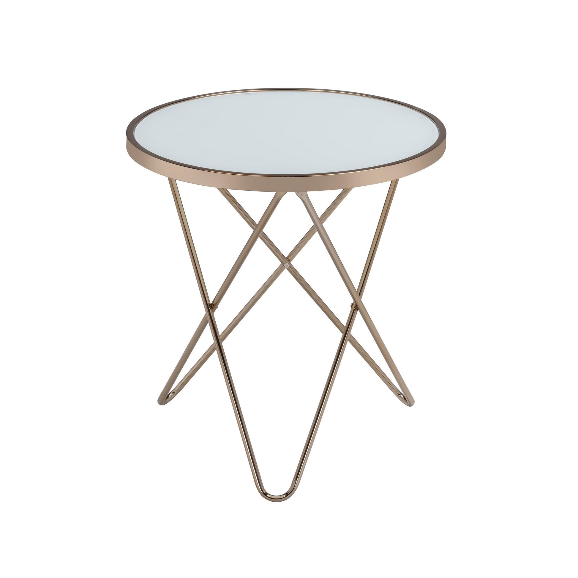 Valora End Table, Frosted Glass & Champagne — Chic Home-Decor