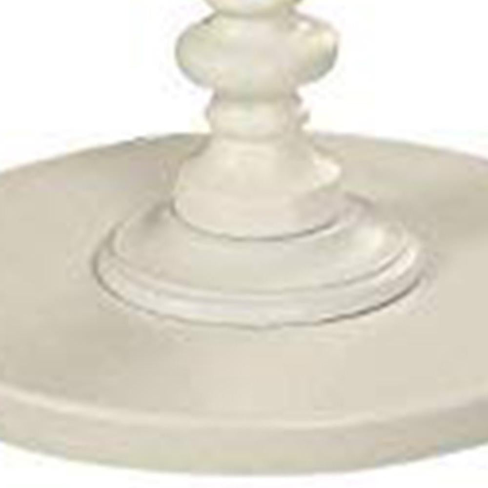 22 Inch Round Wooden Side Table with Turned Base, White