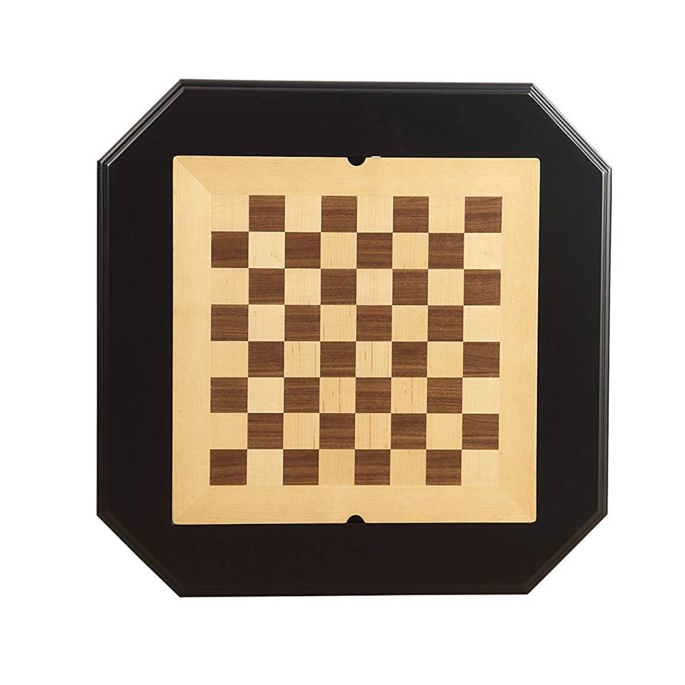 31 Inch Chess Game Table With Clipped Corners, Brown
