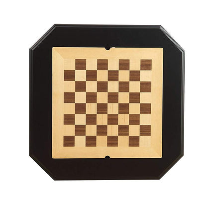 31 Inch Chess Game Table With Clipped Corners, Brown