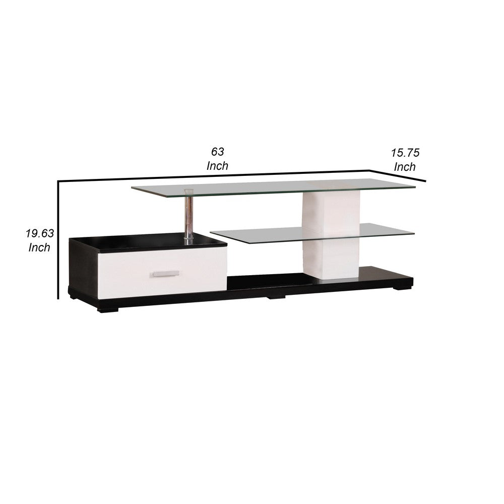 Affable TV Stand, White & Black