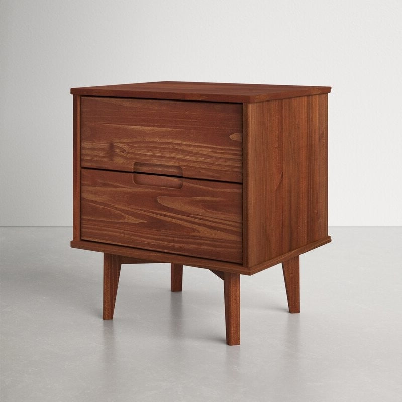 FarmHouse 2 Drawer Solid Wood Nightstand Walnut — Chic Home-Decor